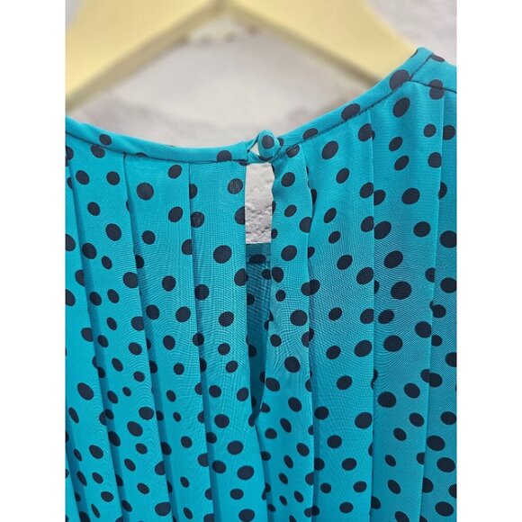 Vintage Pleated Belted Polka Dot Long Sleeve Modest Dress 16 - Picture 12 of 12